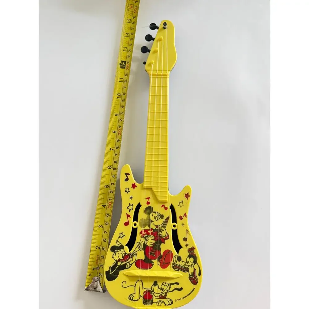 Vintage Walt Disney Mickey Mouse Plastic Guitar Toy 1970's Carnival Toys